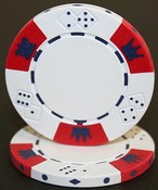 Crown & Dice 3 Tone 14 gram - White Sold by the Roll25 pcs. per Roll, CPCD-WHITE*25