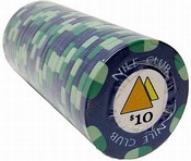 $10 Nile Club 10 Gram Ceramic Poker Chip Sold by the Roll 25 pcs. per Roll, CPNI-$10*25