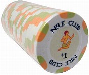 $1 Nile Club 10 Gram Ceramic Poker Chip Sold by the Roll 25 pcs. per Roll, CPNI-$1*25