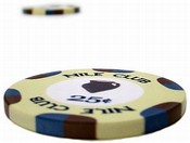 $.25 Nile Club 10 Gram Ceramic Poker Chip Sold by the Roll 25 pcs. per Roll, CPNI-25c*25