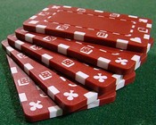 5 Red Rectangular Poker Chips, CPPP-Red*5
