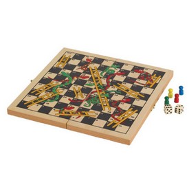 11" Folding Wooden Snakes & Ladders Game, 1158