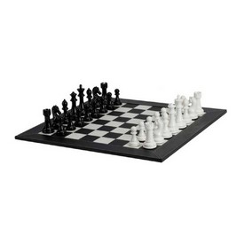 4.3" Weighted Black and White Chess Set Leatherette Board, 2109BS