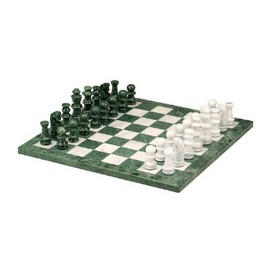 16" Green & White Marble Chess Set, 2178S