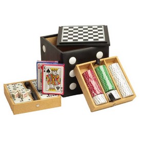 6 3/4" Deluxe Dice Combo Set -Checker, Dominoe, 11.5G Chips, Poker Dice & Cards, 2197