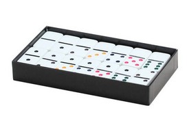 Double 6 Color Dots White Tile Domino Set, 2322