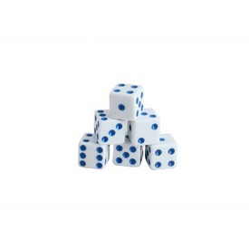 200Pc 16Mm White Dice W/ Blue Dots - New, 2500P-WTBL