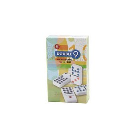 Color Dots Wht Tile Professional Box Dbl 9 Dominoes, 2513TN
