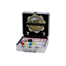 Dbl 12 Pro Mexican Train Dom/Chicken Dom Set W/ Whistling Hub In Alum Case, 2517MT-AL