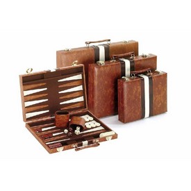 18" Brown & White Stripes Backgammon, 3011L