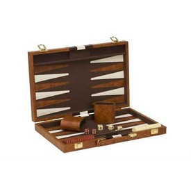 15" Brown & White Stripes Backgammon, 3011M