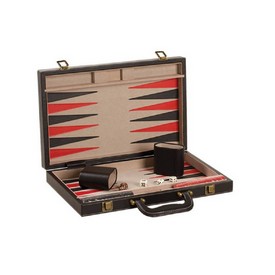 15" Black Leatherette Backgammon, 3028M