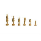 4" Wooden Indian Chessmen Pieces In A Wooden Storage Box, 2103A
