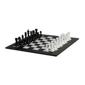 4.3" Weighted Black and White Chess Set Leatherette Board, 2109BS