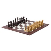 4.3" Weighted Tan/Burg Chess Set W/ Bwn/Wht Board, 2109CS