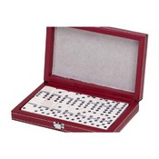 Double 6 Standard Domino Set Black/Red Leatherette Case, 2540