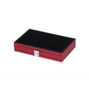 Double 6 Standard Domino Set Black/Red Leatherette Case, 2540