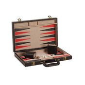 15" Black Leatherette Backgammon, 3028M