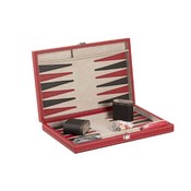 15" Black/Red Leatherette Backgammon, 3042M