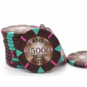 Triangle Casino Elite  14 gram Poker Chips - $25000 (25 Pack), tri25000