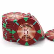 Triangle Casino Elite  14 gram Poker Chips - $5 (25 Pack), tri5