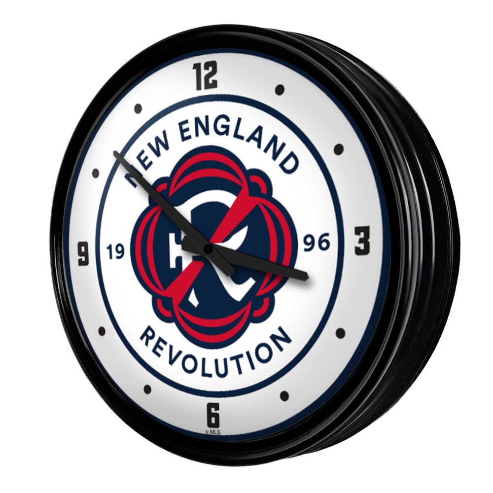 New England Revolution: Retro Lighted Wall Clock, FNB-MSNERV-550-01A