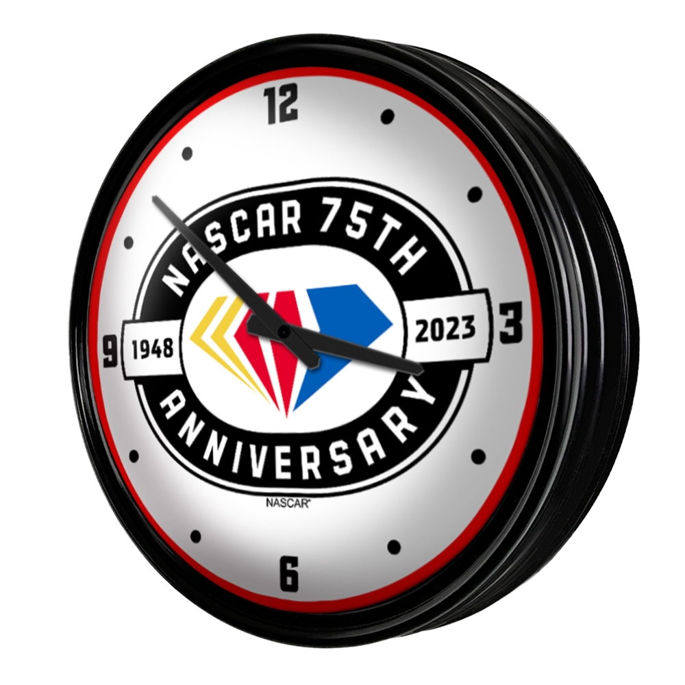 NASCAR: 75th Anniversary - Retro Lighted Wall Clock; AGS-NASCAR-550-75A