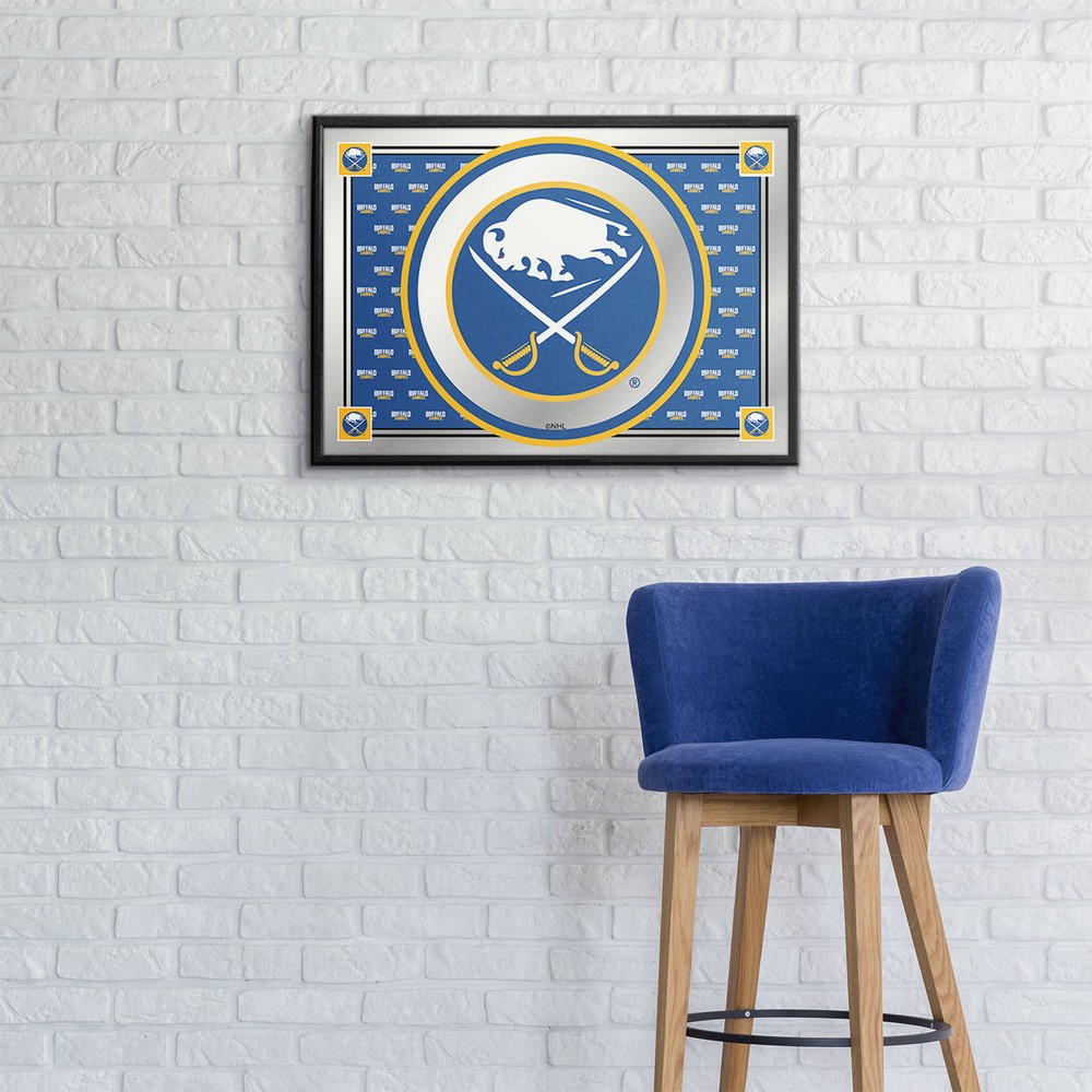 Buffalo Sabres: Team Spirit - Framed Mirrored Wall Sign - The Fan-Brand Mirrored Background