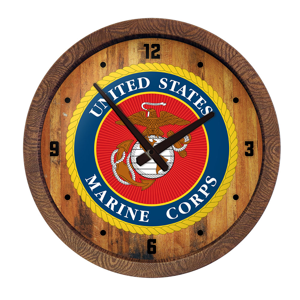 US Marine Corps: Seal - "Faux" Barrel Top Wall Clock