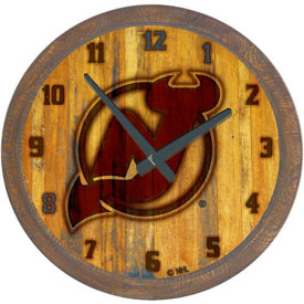 New Jersey Devils: Branded "Faux" Barrel Top Wall Clock, NHNJDV-560-02
