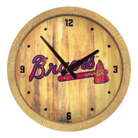 Atlanta Braves: Weathered "Faux" Barrel Top Clock, FNB-MBATLB-560-03 Atlanta Braves: Weathered "Faux" Barrel Top Clock, FNB-MBATLB-560-03