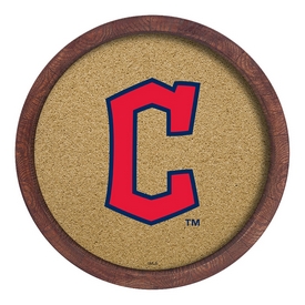 Cleveland Guardians: "Faux" Barrel Framed Cork Board, AGS-MBCLVD-632-02A Cleveland Guardians: "Faux" Barrel Framed Cork Board, AGS-MBCLVD-632-02A
