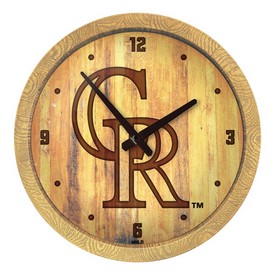 Colorado Rockies: Branded "Faux" Barrel Top Clock, FNB-MBCOLO-560-02 Colorado Rockies: Branded "Faux" Barrel Top Clock, FNB-MBCOLO-560-02