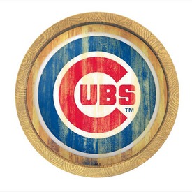 Chicago Cubs: Weathered "Faux" Barrel Top Sign, FNB-MBCUBS-240-03 Chicago Cubs: Weathered "Faux" Barrel Top Sign, FNB-MBCUBS-240-03