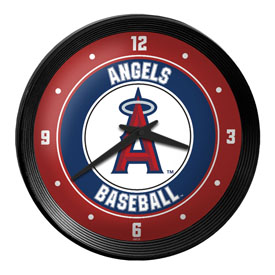 Los Angeles Angels: Ribbed Frame Wall Clock, MBLAAN-530-01