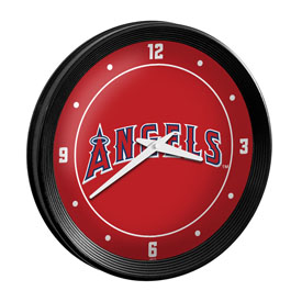 Los Angeles Angels: Wordmark - Ribbed Frame Wall Clock, MBLAAN-530-02