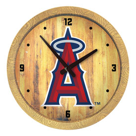 Los Angeles Angels: "Faux" Barrel Top Clock, FNB-MBLAAN-560-01 Los Angeles Angels: "Faux" Barrel Top Clock, FNB-MBLAAN-560-01