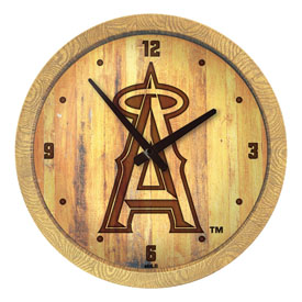 Los Angeles Angels: Branded "Faux" Barrel Top Clock, FNB-MBLAAN-560-02 Los Angeles Angels: Branded "Faux" Barrel Top Clock, FNB-MBLAAN-560-02