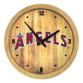 Los Angeles Angels: Wordmark - "Faux" Barrel Top Clock, FNB-MBLAAN-560-04 Los Angeles Angels: Wordmark - "Faux" Barrel Top Clock, FNB-MBLAAN-560-04