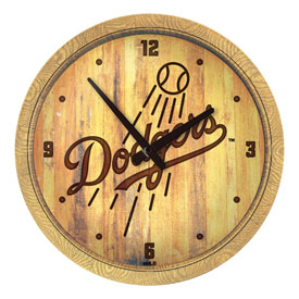 Los Angeles Dodgers: Branded "Faux" Barrel Top Clock, FNB-MBLADO-560-02 Los Angeles Dodgers: Branded "Faux" Barrel Top Clock, FNB-MBLADO-560-02