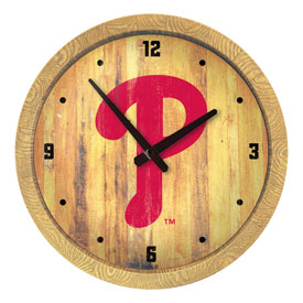 Philadelphia Phillies: Logo - Weathered "Faux" Barrel Top Clock, FNB-MBPHIL-560-06 Philadelphia Phillies: Logo - Weathered "Faux" Barrel Top Clock, FNB-MBPHIL-560-06