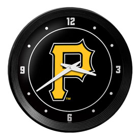 Pittsburgh Pirates: Logo - Ribbed Frame Wall Clock - MBPITT-530-02, MBPITT-530-02