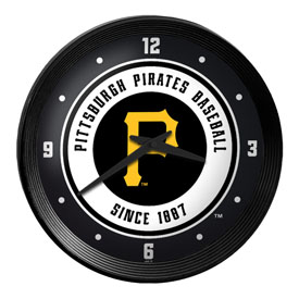 Pittsburgh Pirates: Logo - Ribbed Frame Wall Clock - MBPITT-530-03, MBPITT-530-03