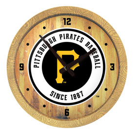 Pittsburgh Pirates: "Faux" Barrel Top Clock, FNB-MBPITT-560-01 Pittsburgh Pirates: "Faux" Barrel Top Clock, FNB-MBPITT-560-01