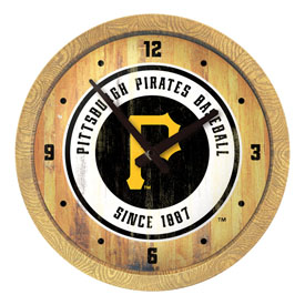 Pittsburgh Pirates: Weathered "Faux" Barrel Top Clock, FNB-MBPITT-560-03 Pittsburgh Pirates: Weathered "Faux" Barrel Top Clock, FNB-MBPITT-560-03