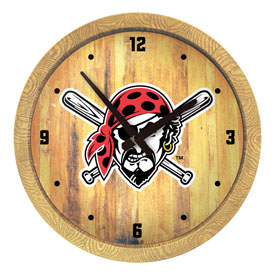 Pittsburgh Pirates: Pirate - "Faux" Barrel Top Clock, FNB-MBPITT-560-04 Pittsburgh Pirates: Pirate - "Faux" Barrel Top Clock, FNB-MBPITT-560-04