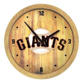San Francisco Giants: Weathered "Faux" Barrel Top Clock, FNB-MBSANF-560-03 San Francisco Giants: Weathered "Faux" Barrel Top Clock, FNB-MBSANF-560-03