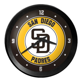 San Diego Padres: Ribbed Frame Wall Clock, MBSDIE-530-01