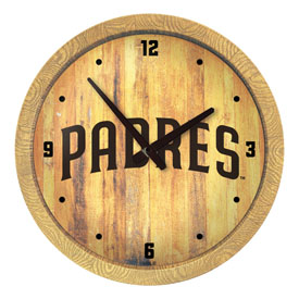 San Diego Padres: "Faux" Barrel Top Clock, FNB-MBSDIE-560-01 San Diego Padres: "Faux" Barrel Top Clock, FNB-MBSDIE-560-01