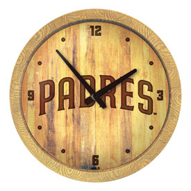 San Diego Padres: Branded "Faux" Barrel Top Clock, FNB-MBSDIE-560-02 San Diego Padres: Branded "Faux" Barrel Top Clock, FNB-MBSDIE-560-02